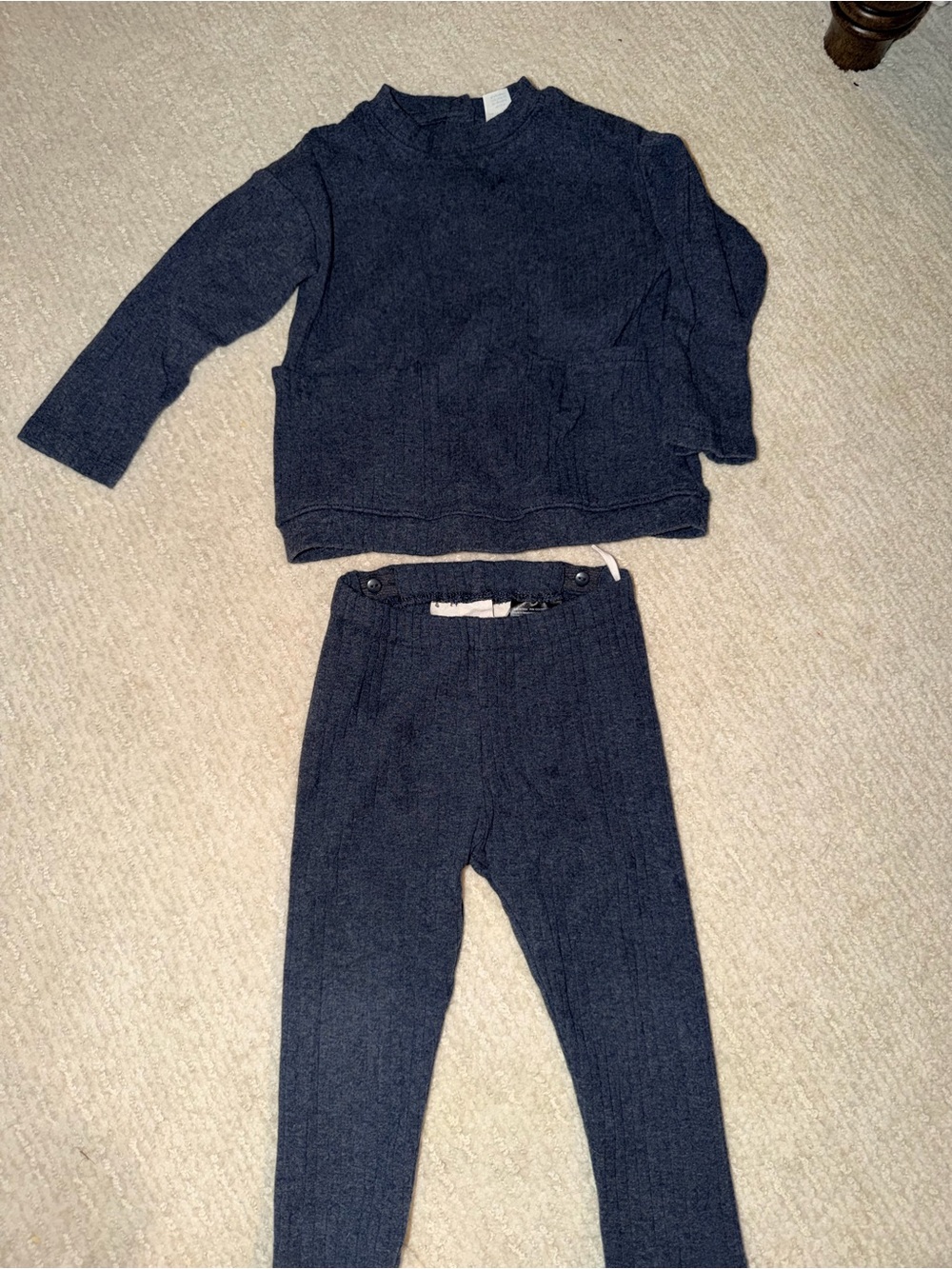 H&M Kids Dark Navy Ribbed Leggings and Top Set